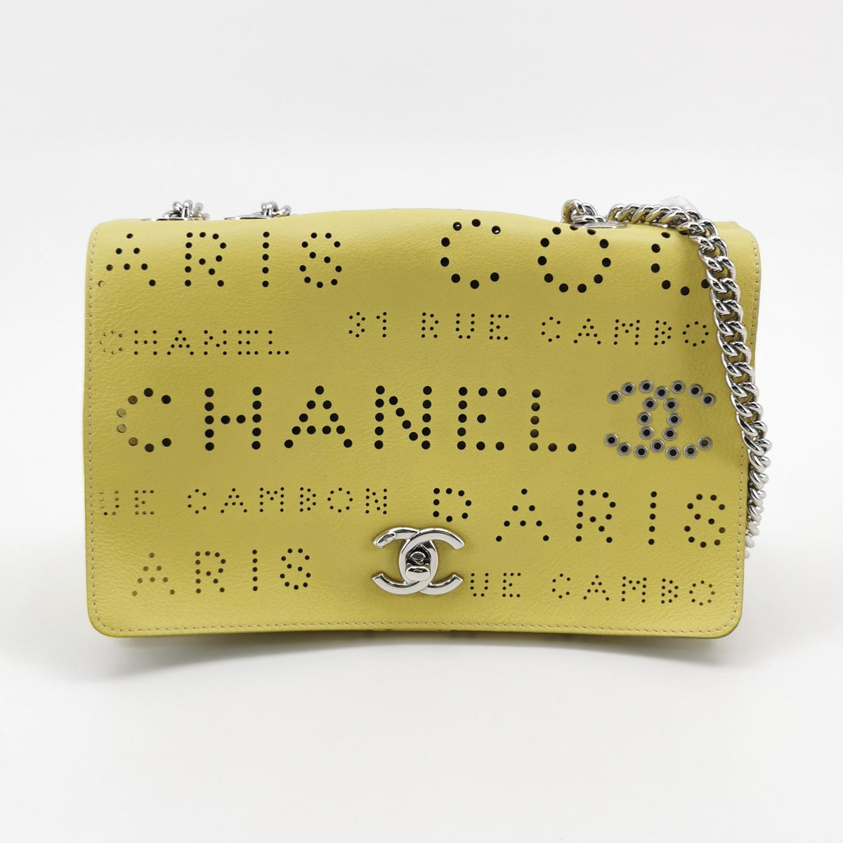 Chanel 2019 Perforated Calfskin Logo Eyelet Flap Crossbody Bag