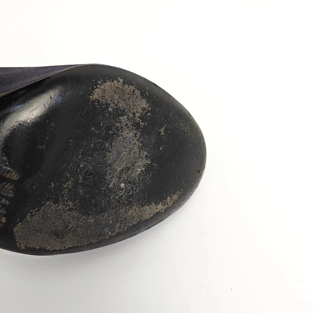 Chanel Black Suede Block Heels With Metal Logo-36