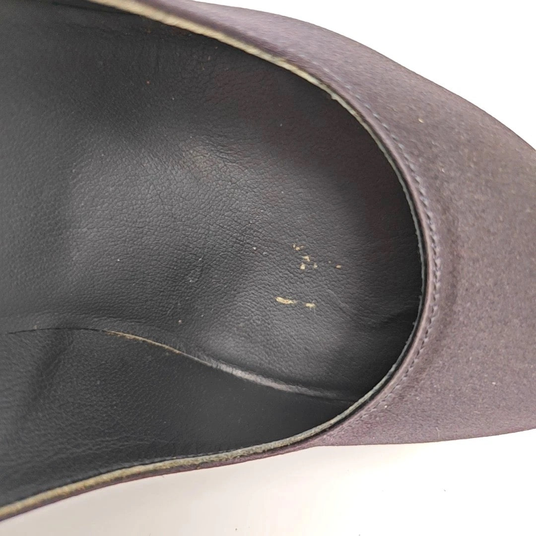 Chanel Black Suede Block Heels With Metal Logo-36