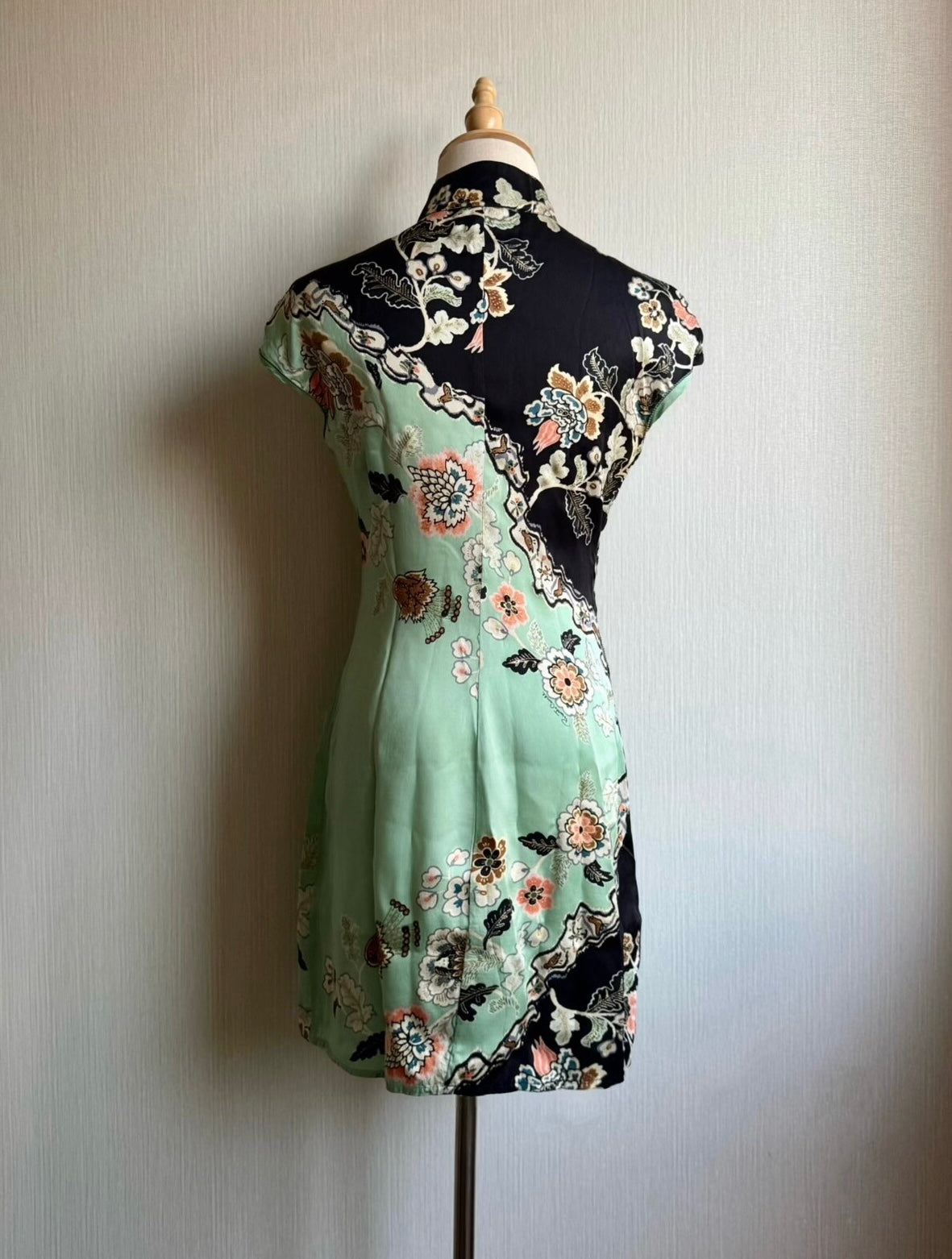 Roberto Cavalli mint silk cheongsam style mini dress, ss 2003-xs