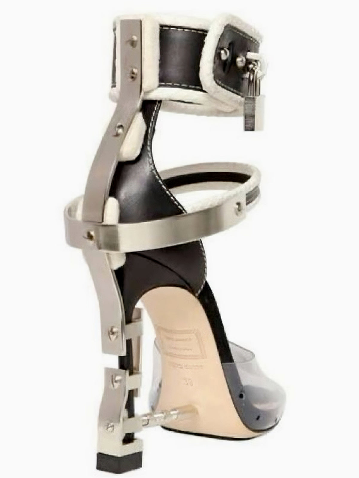 DSQUARED 110MM LEATHER, ELAPHE & PVC SANDALS-37