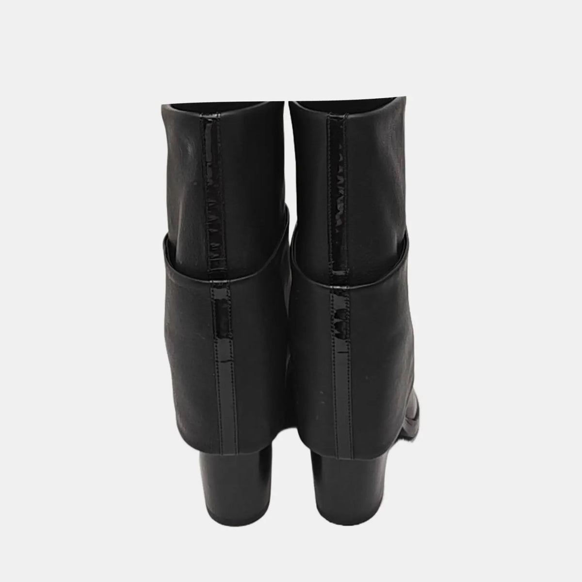 Chanel Black Leather Fold Over CC Ankle Boots-36