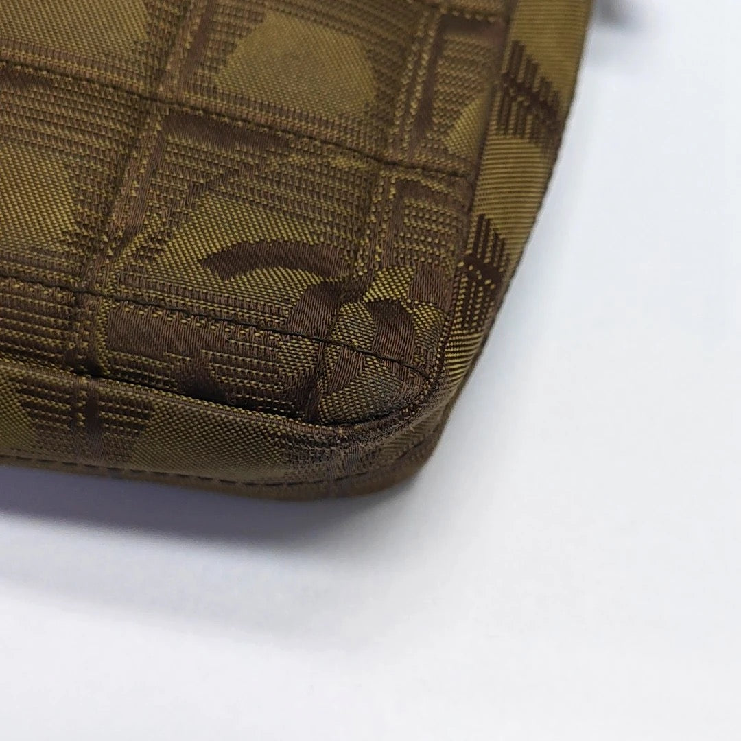 Chanel Travel Line Khaki Nylon Shoulder Bag