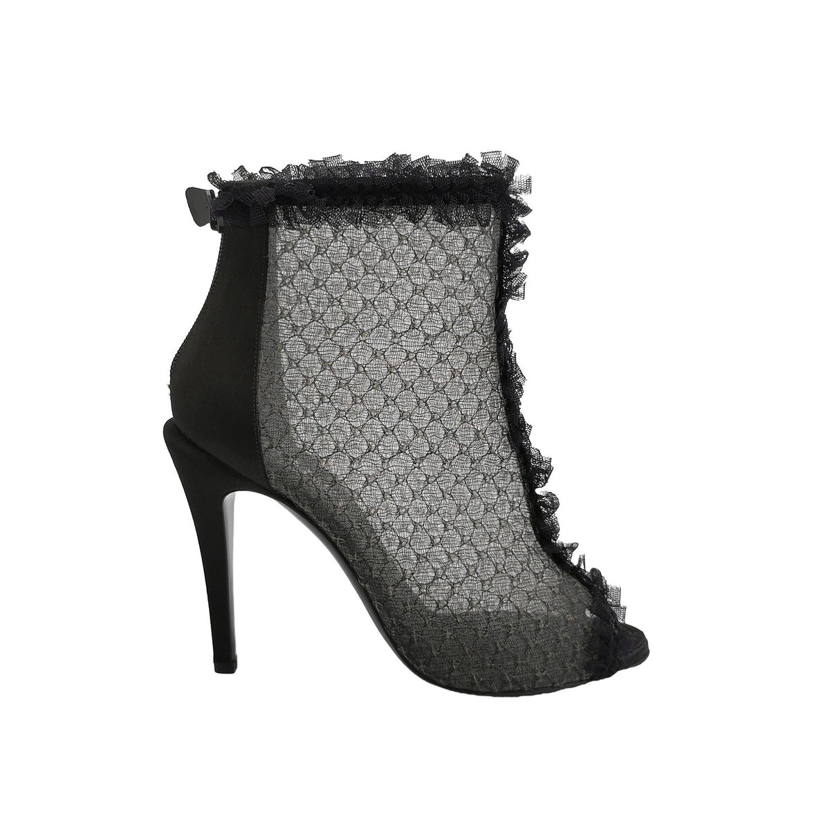 Chanel Lace Peep-Toe Ankle Boots-37.5