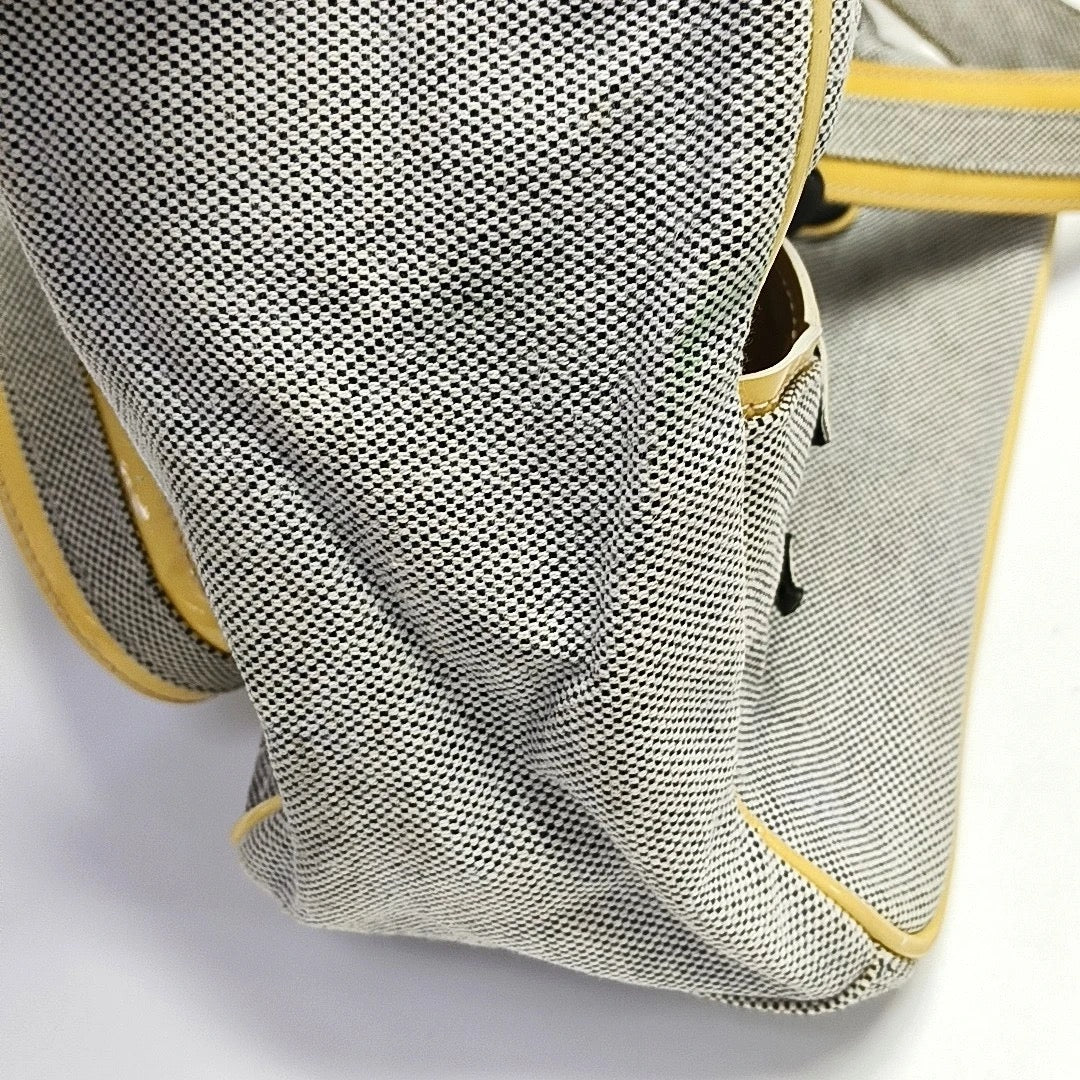 Chanel Grey Camellia Canvas Tote Bag With Chain Straps