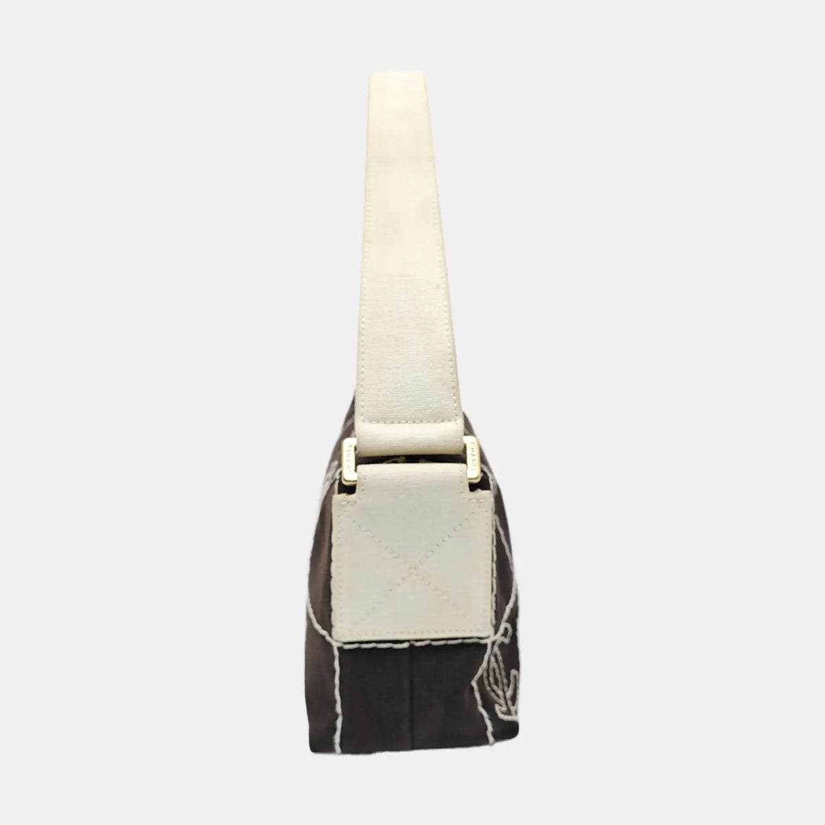 Chanel Black Canvas Shoulder Bag
White Stitching Gold Hardware