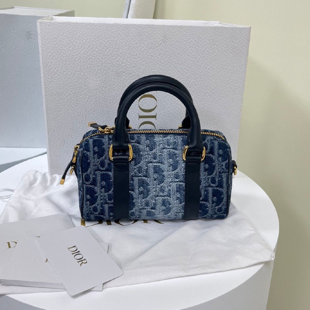 Christian Dior Denim Oblique Nano Groove 17 Bag Blue