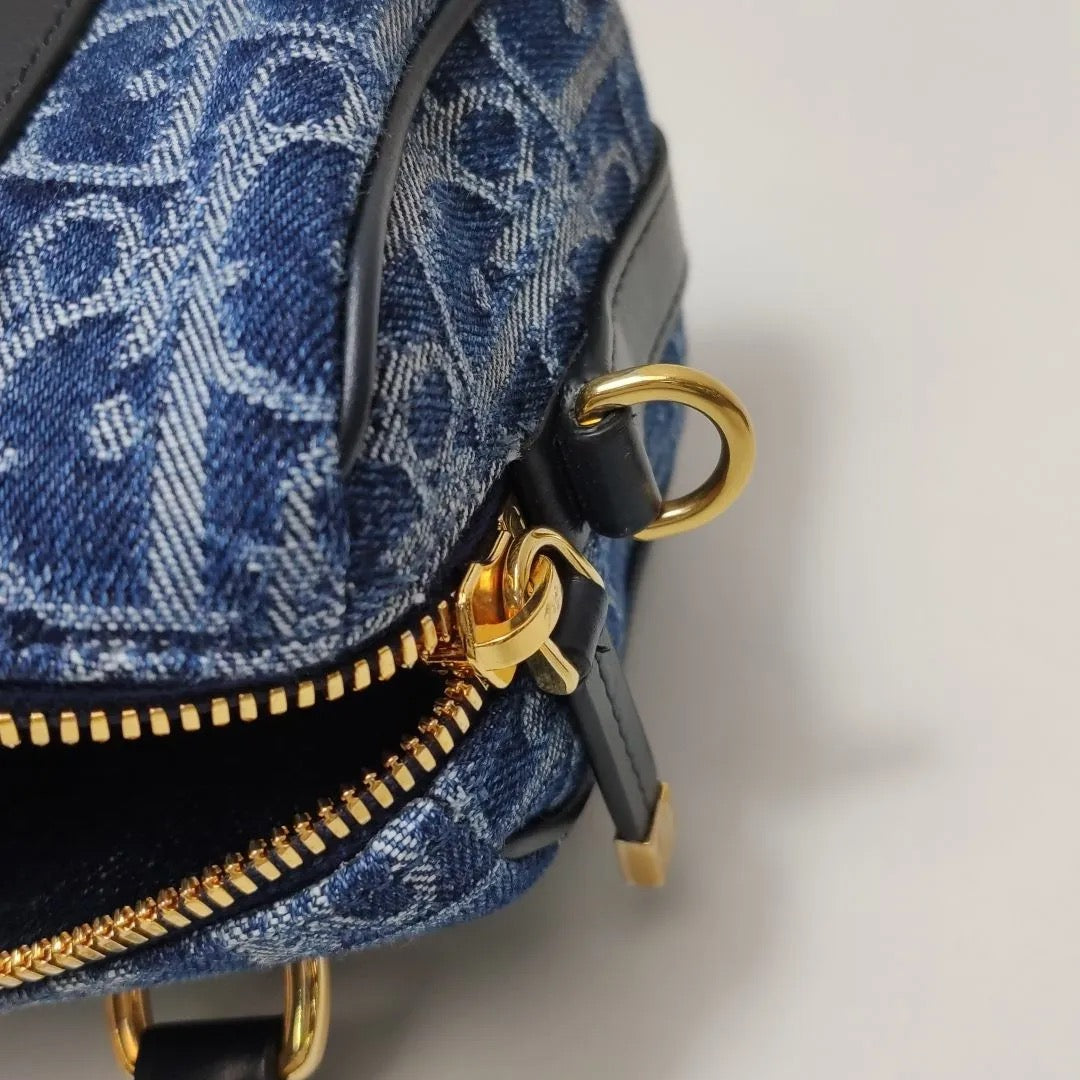 Christian Dior Denim Oblique Nano Groove 17 Bag Blue