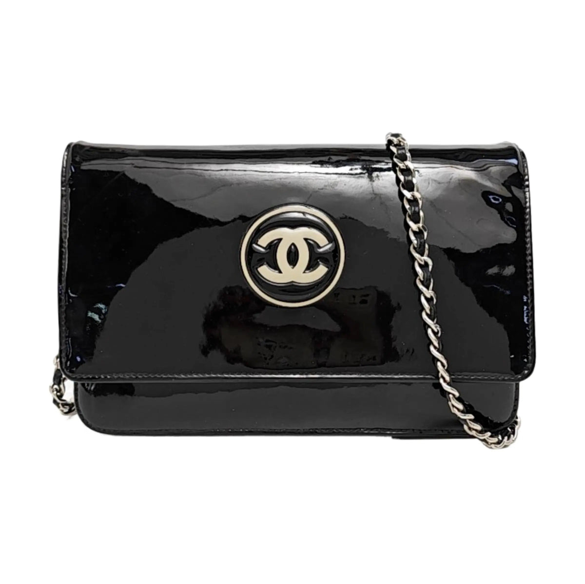 Chanel Patent Leather CC Patent Wallet On Chain