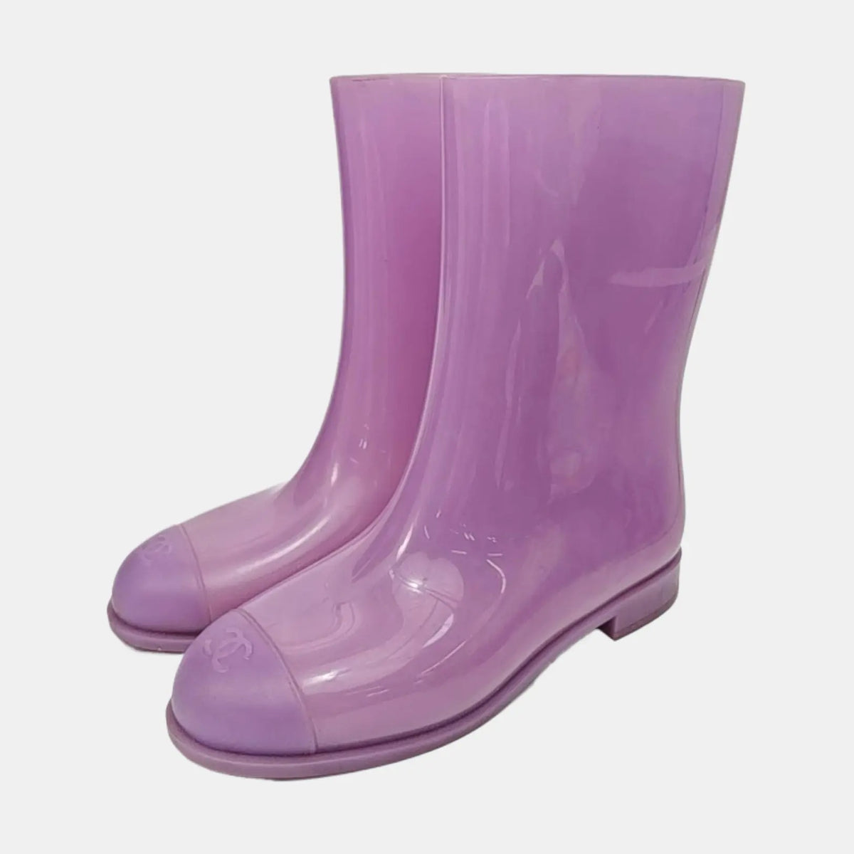 Chanel Lavender Rubber Rain Boots-37