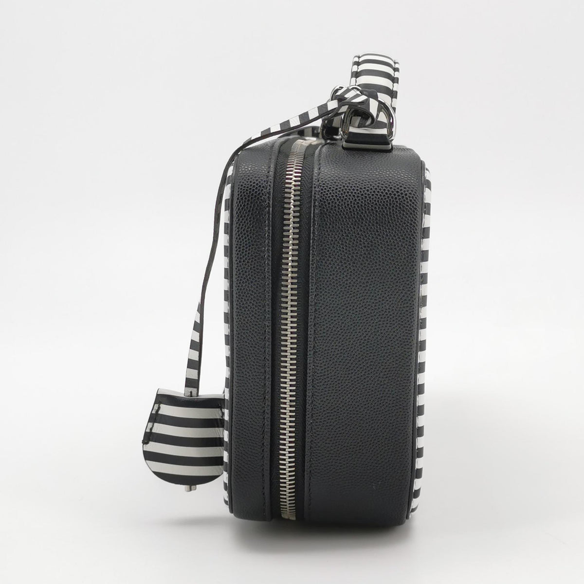 Chanel 2019 Small Caviar Striped CC Filigree Vanity Case satchel