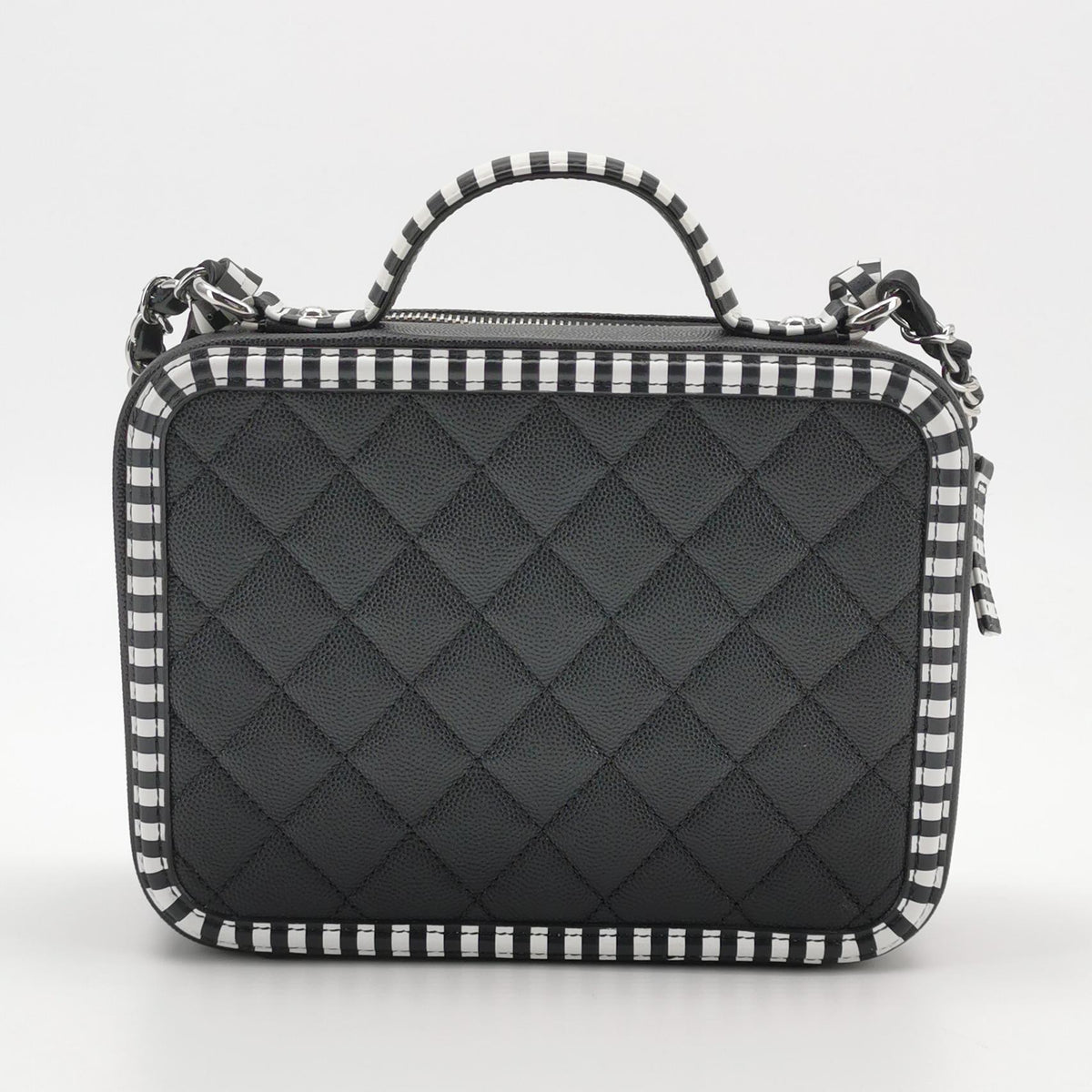 Chanel 2019 Small Caviar Striped CC Filigree Vanity Case satchel