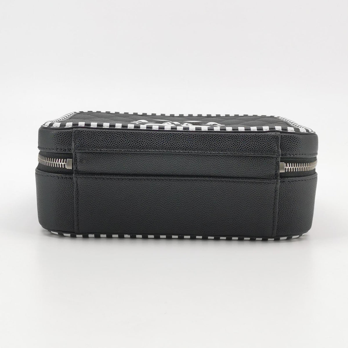 Chanel 2019 Small Caviar Striped CC Filigree Vanity Case satchel