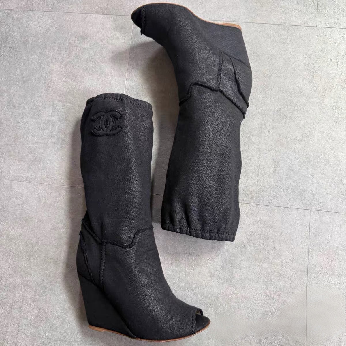Chanel Peep-Toe Wedge Boot-35.5