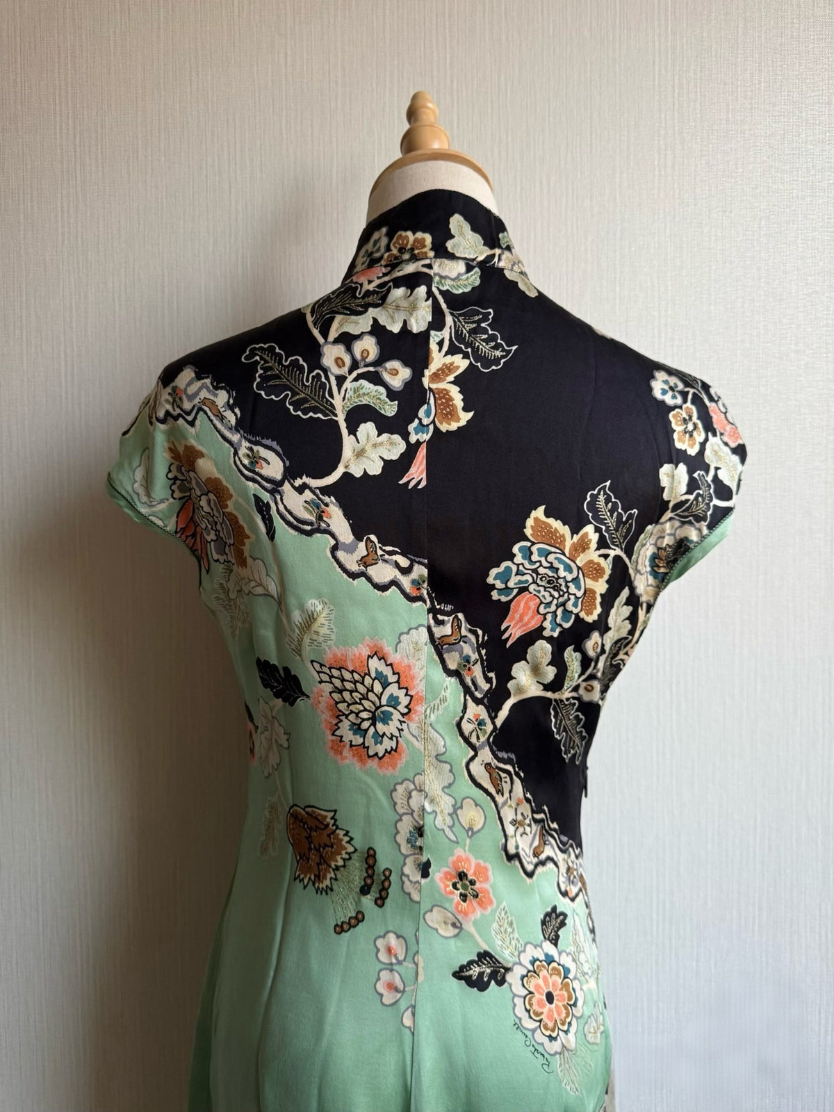Roberto Cavalli mint silk cheongsam style mini dress, ss 2003-xs