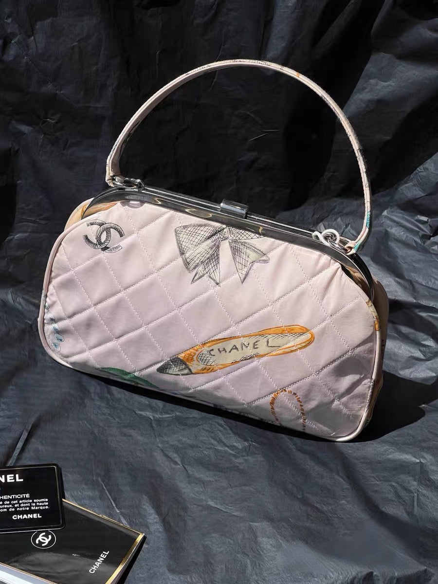 Chanel 1993 handbag Canvas Handbag Gamaguchi Ladies B-rank