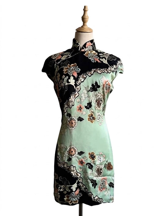 Roberto Cavalli mint silk cheongsam style mini dress, ss 2003-xs