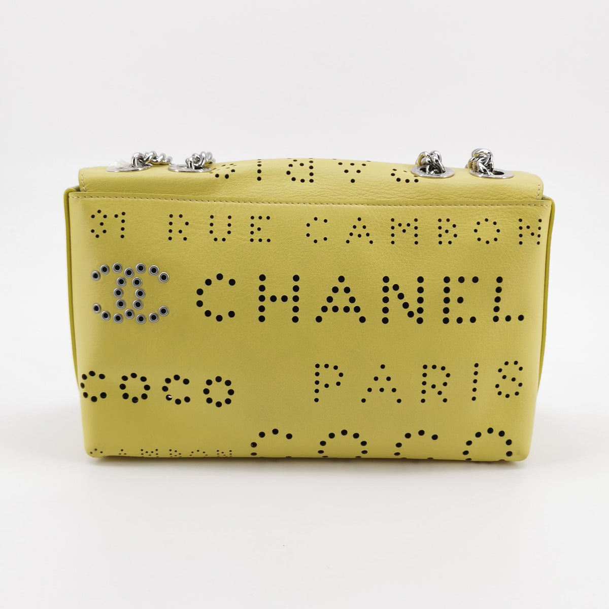 Chanel 2019 Perforated Calfskin Logo Eyelet Flap Crossbody Bag