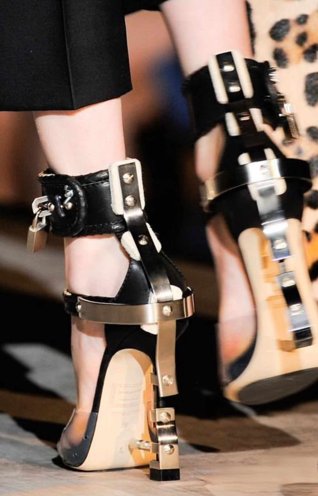 DSQUARED 110MM LEATHER, ELAPHE & PVC SANDALS-37
