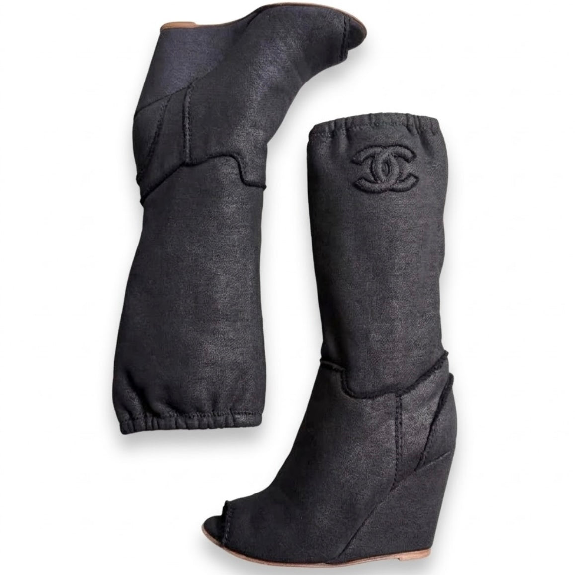 Chanel Peep-Toe Wedge Boot-35.5