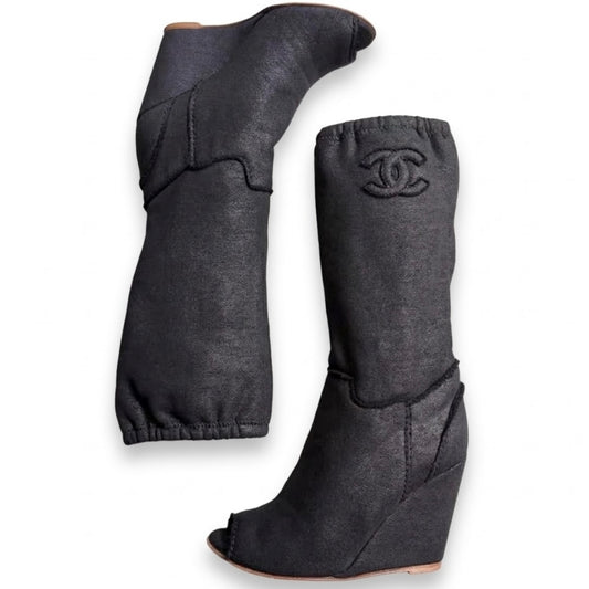 Chanel Peep-Toe Wedge Boot-35.5