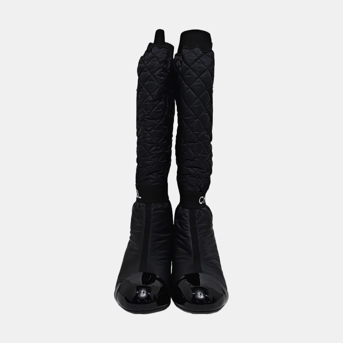 Chanel Black Quited Nylon Boots-38.5
