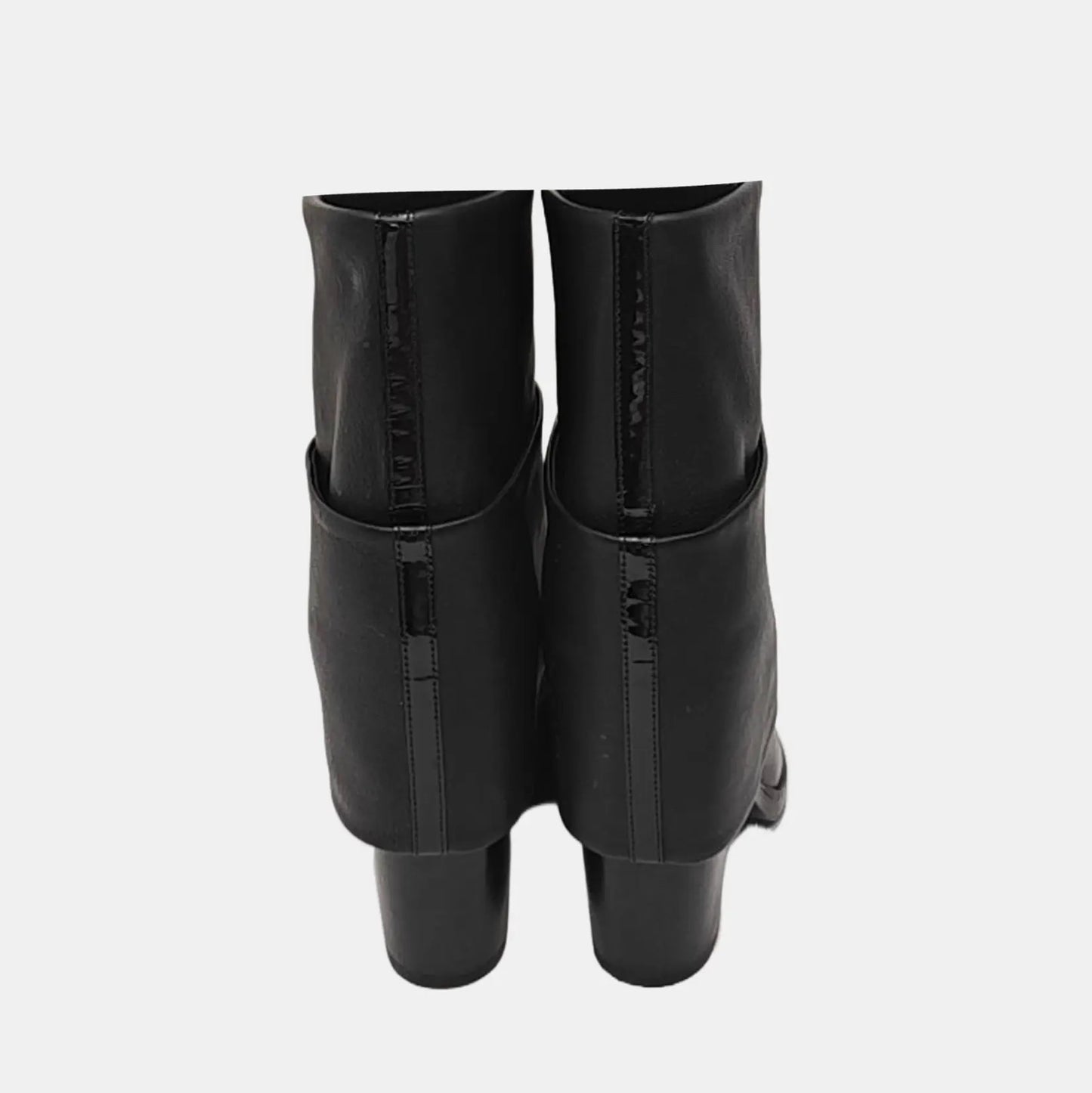 Chanel Black Leather Fold Over CC Ankle Boots-36