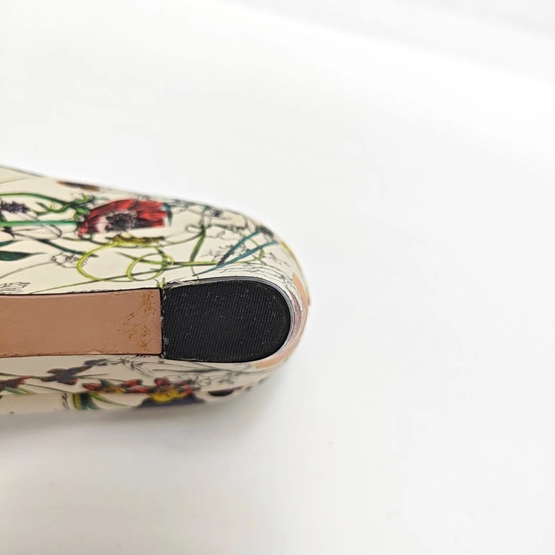 GUCCI Botanical Floral Wedge Heel Open Toe Pumps-36.5
