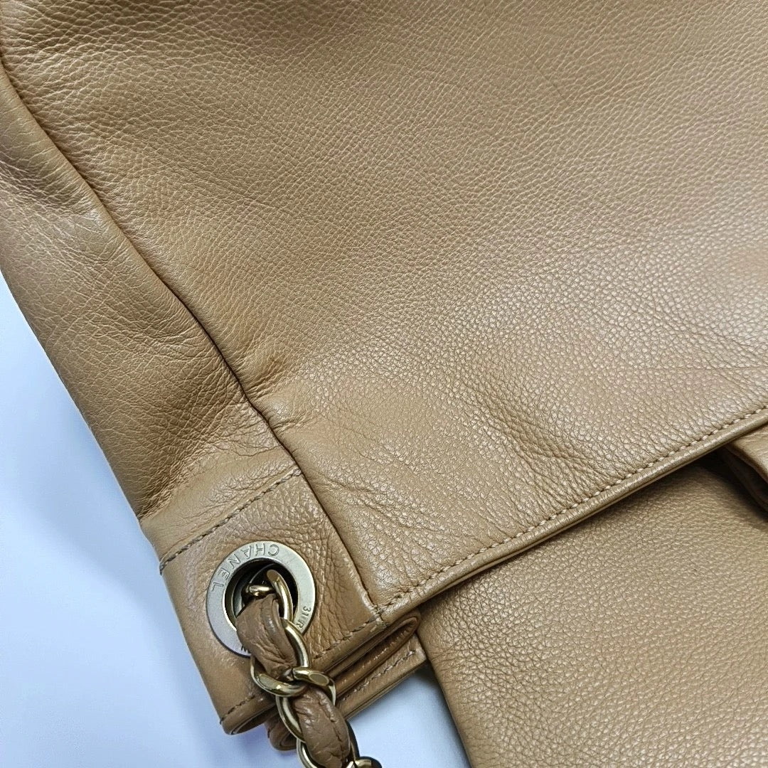 Chanel Beige Leather Shoulder Bag