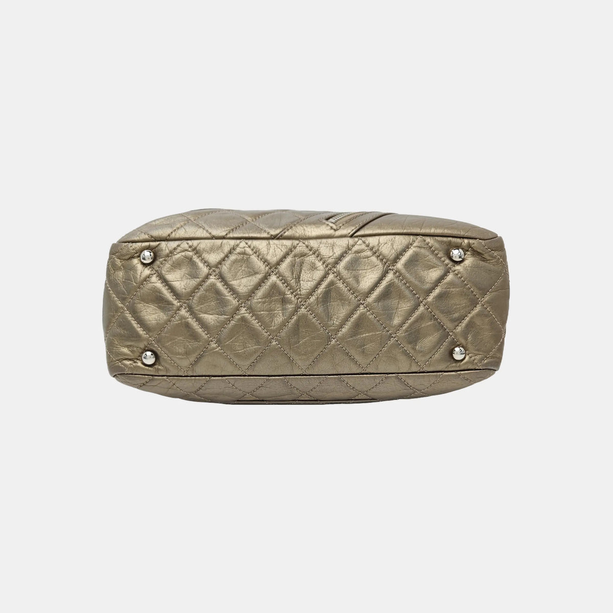 Chanel Metallic Bronze Quilted Leather Cotton Club Ligne Bowler Bag