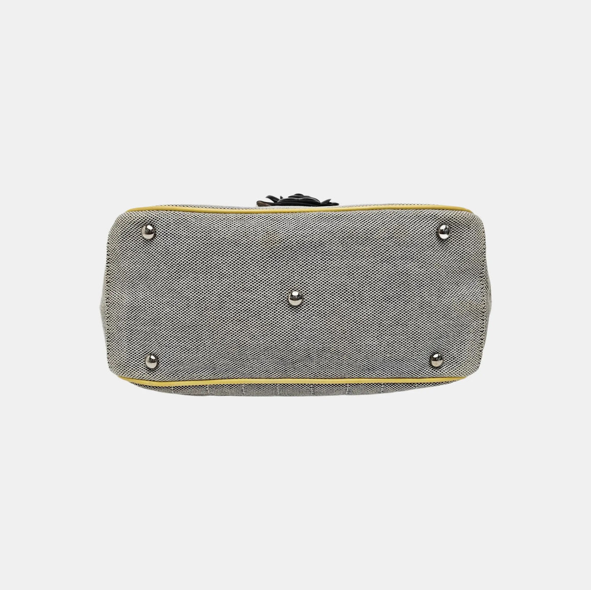 Chanel Grey Camellia Canvas Tote Bag With Chain Straps