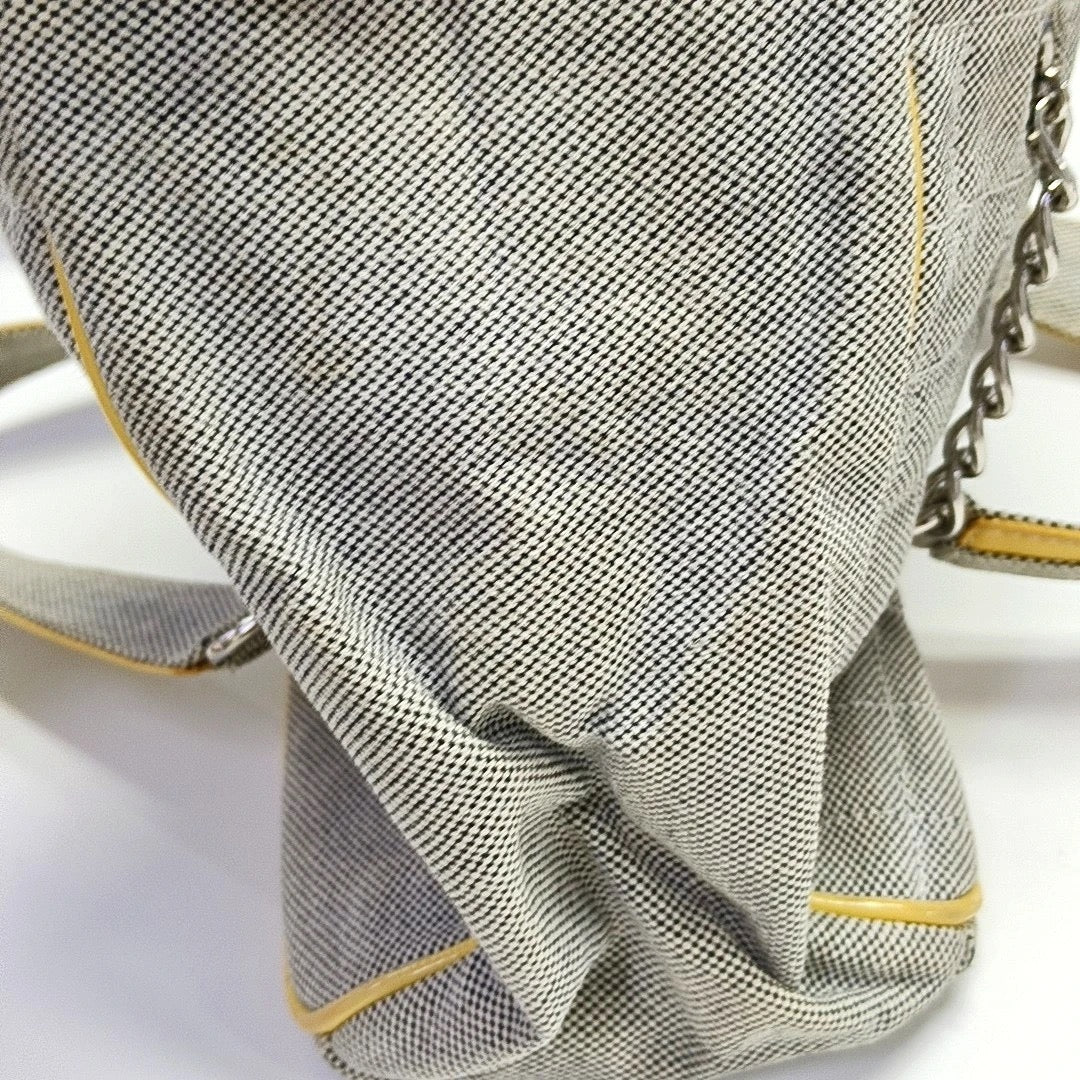 Chanel Grey Camellia Canvas Tote Bag With Chain Straps
