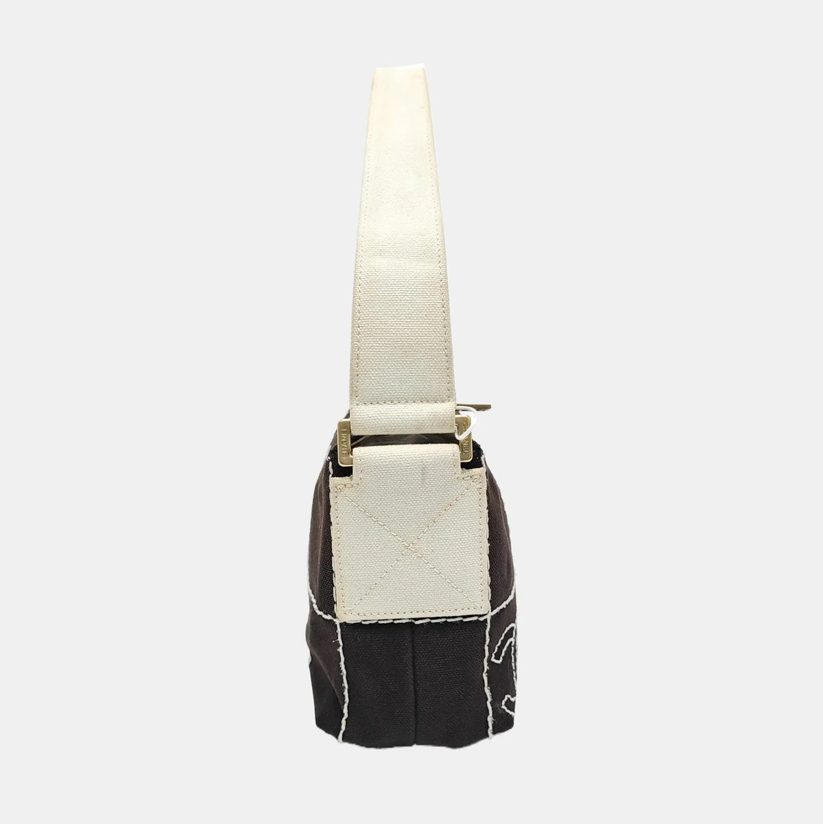 Chanel Black Canvas Shoulder Bag
White Stitching Gold Hardware