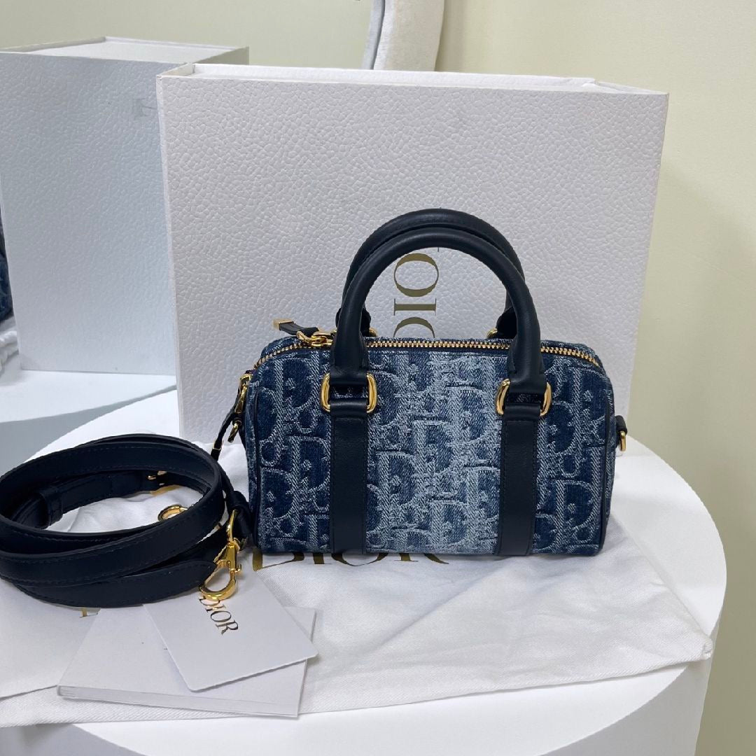 Christian Dior Denim Oblique Nano Groove 17 Bag Blue