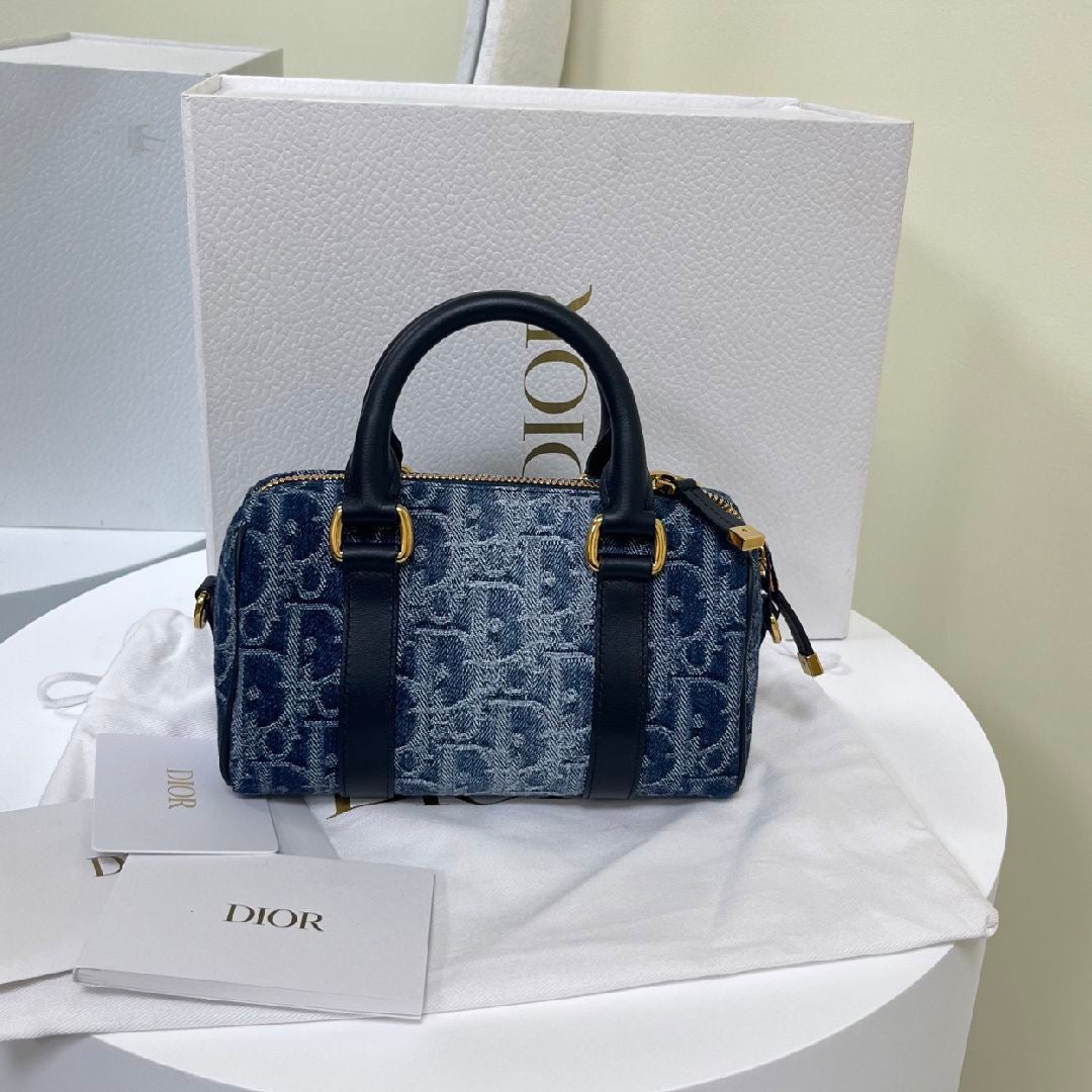 Christian Dior Denim Oblique Nano Groove 17 Bag Blue