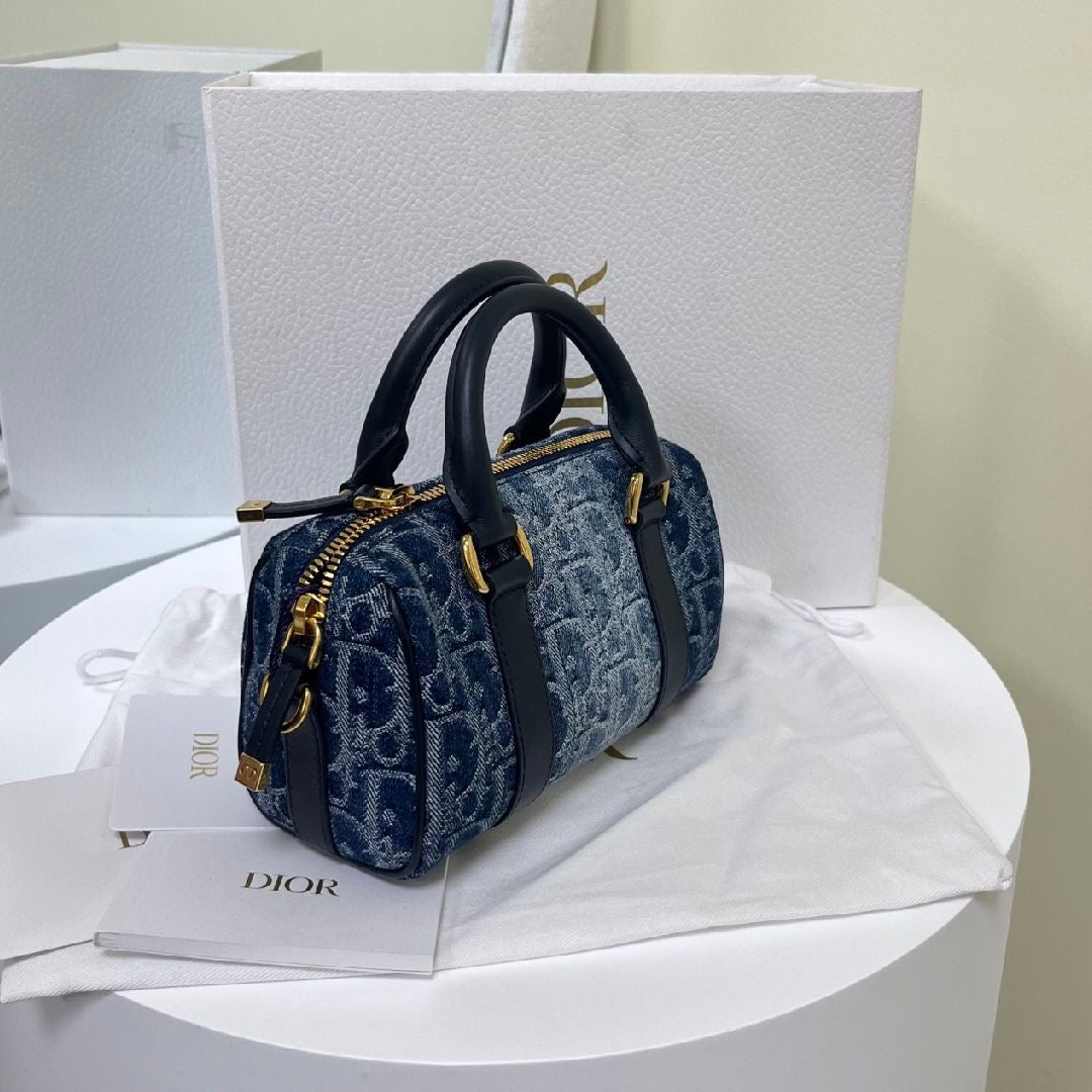 Christian Dior Denim Oblique Nano Groove 17 Bag Blue