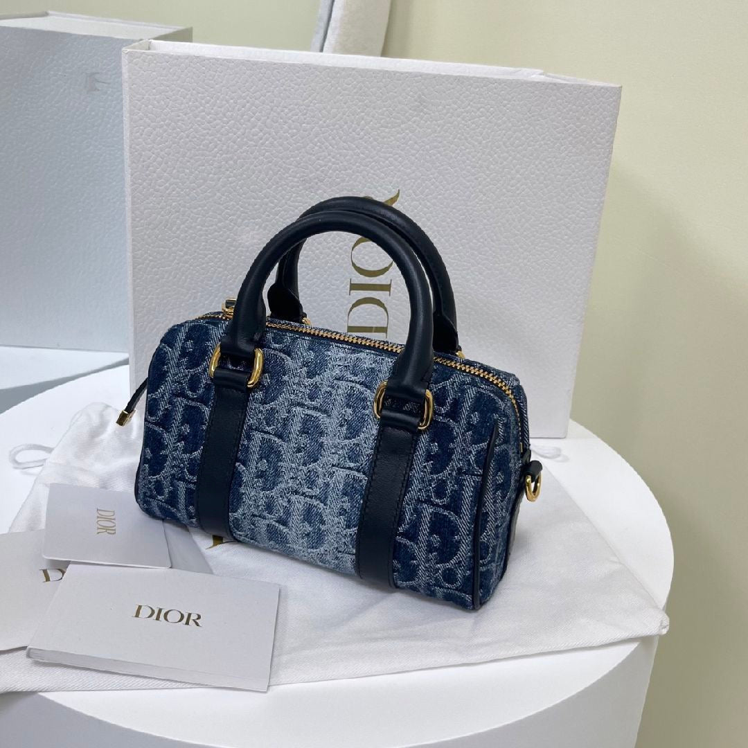 Christian Dior Denim Oblique Nano Groove 17 Bag Blue