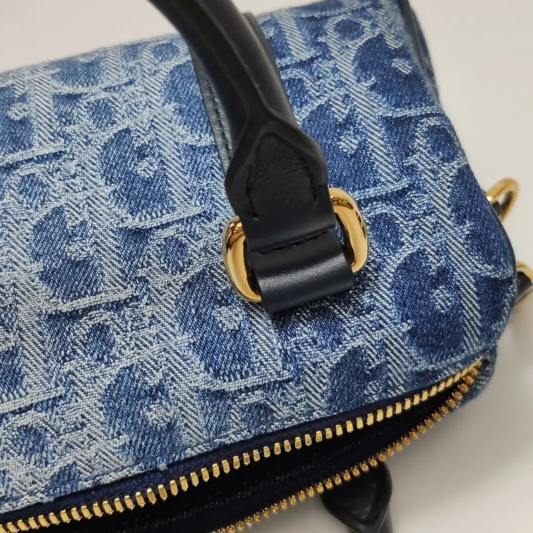 Christian Dior Denim Oblique Nano Groove 17 Bag Blue