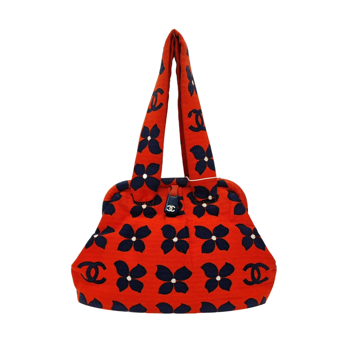 Chanel CC Canvas Red Handle Bag