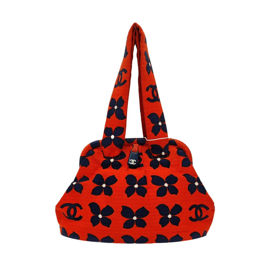 Chanel CC Canvas Red Handle Bag