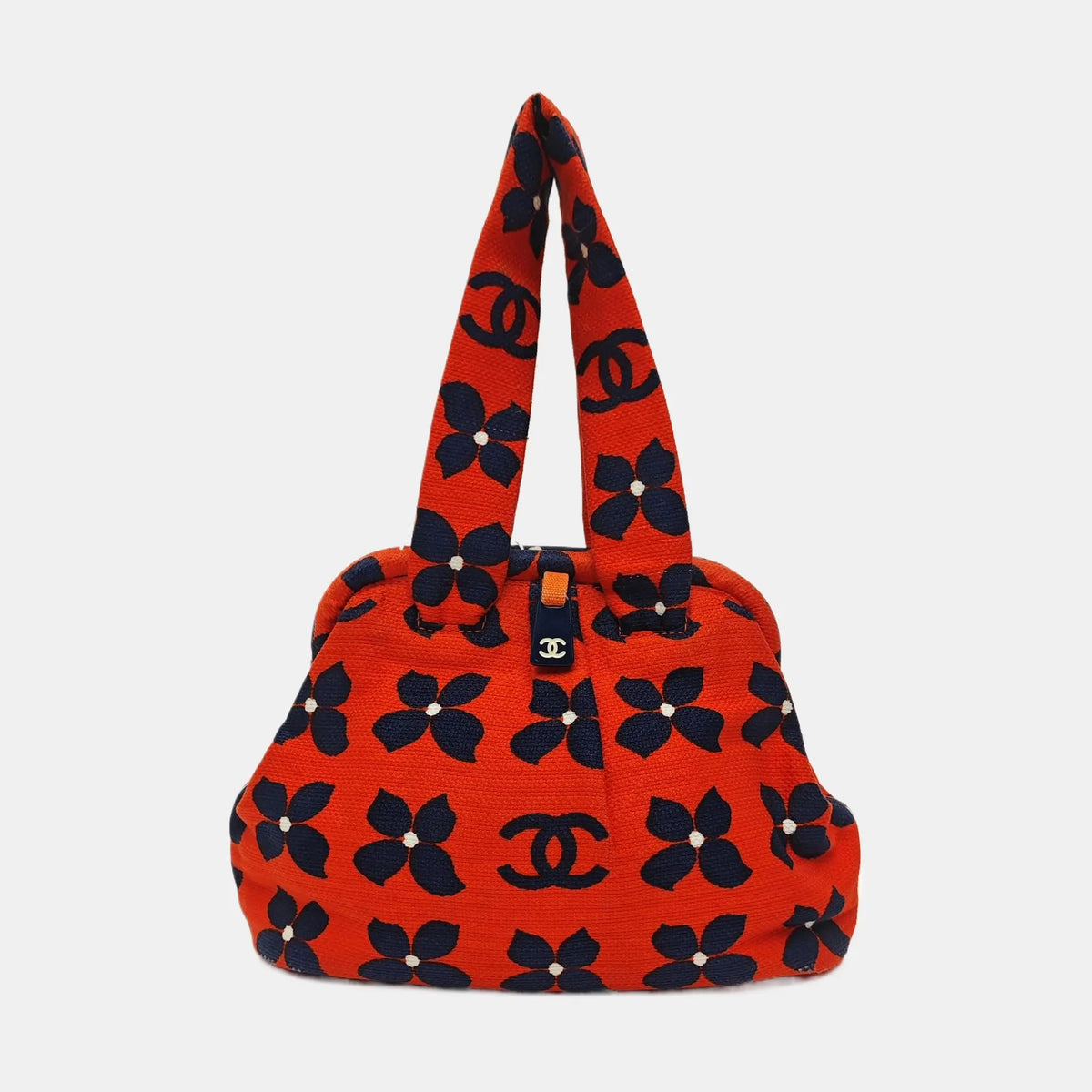 Chanel CC Canvas Red Handle Bag