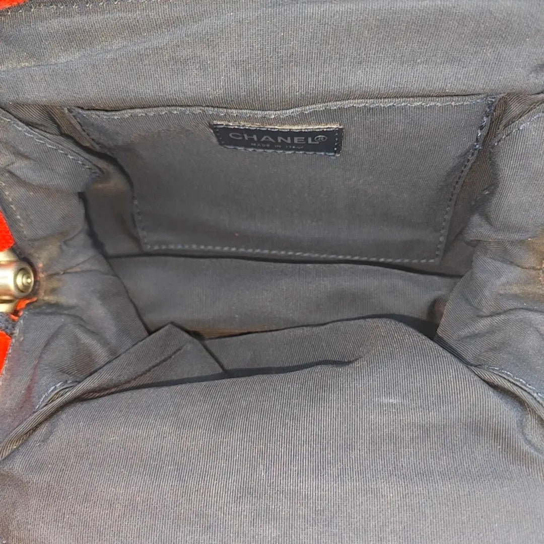 Chanel CC Canvas Red Handle Bag