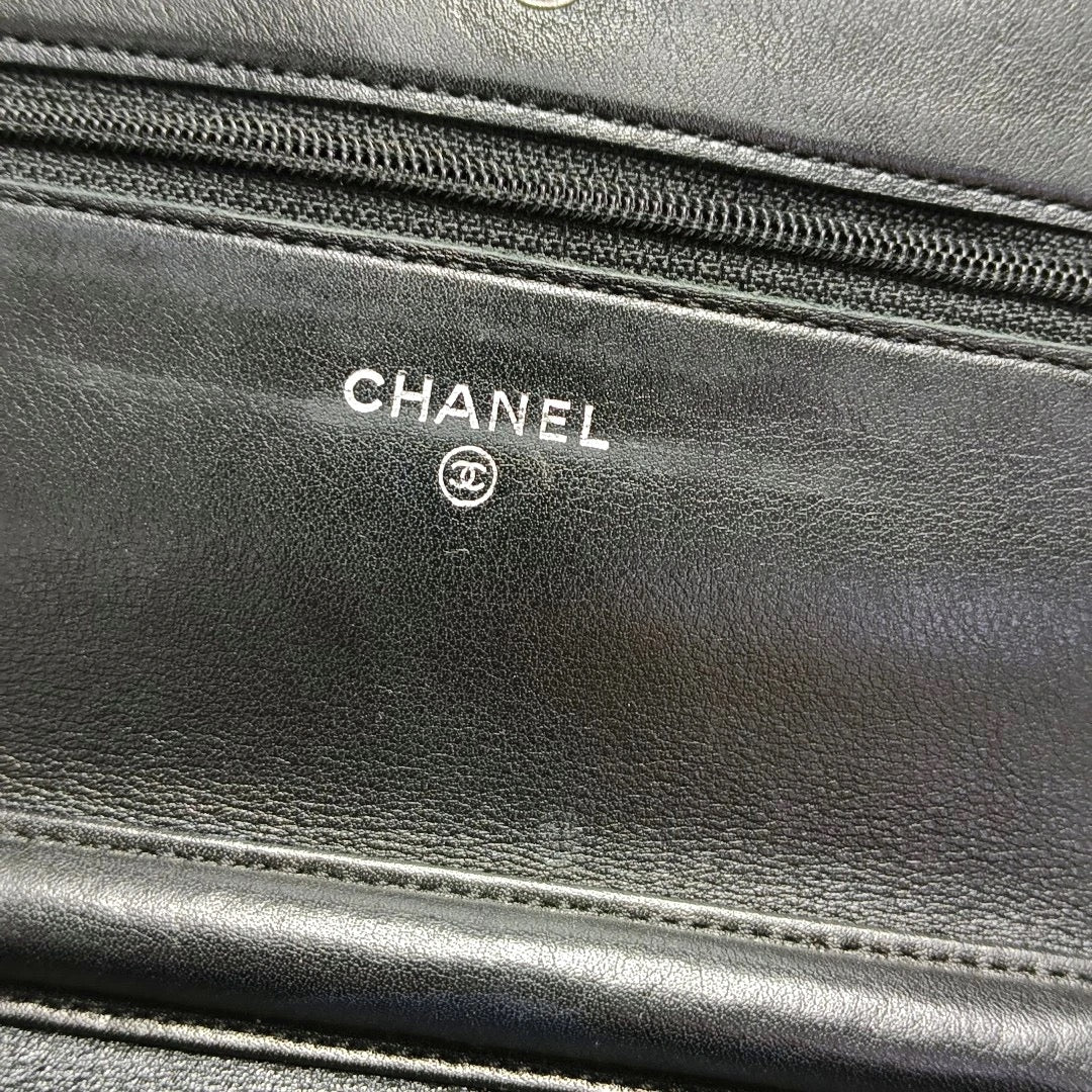 Chanel Patent Leather CC Patent Wallet On Chain