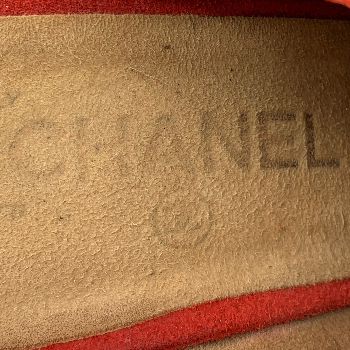 Chanel Red Suede Studded Wood Platform Block Heel Clogs Size-38