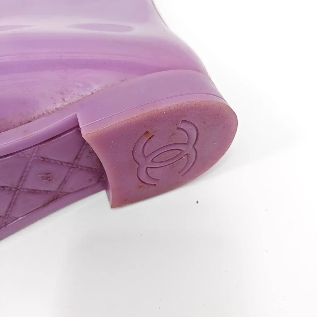 Chanel Lavender Rubber Rain Boots-37